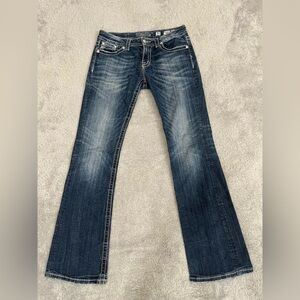 Miss Me Signature Rise Boot Cut Denim Jeans Rhinestone Women’s Size 31x 33